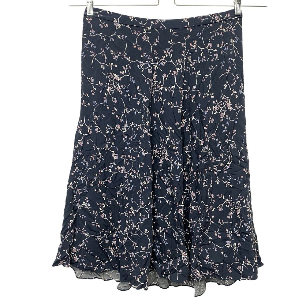 Vintage J.Jill Women's XL Floral Flare Skirt Elastic Waist Theater Church Work